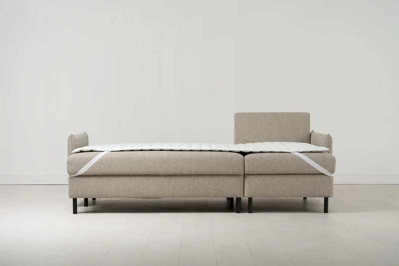 Model 12 Dreisitzer-Schlafsofa mit Chaiselongue rechts, Steingrau