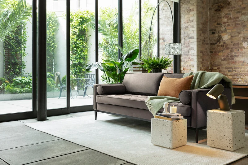 Model 02 Dreisitzer-Schlafsofa , Elefantengrau