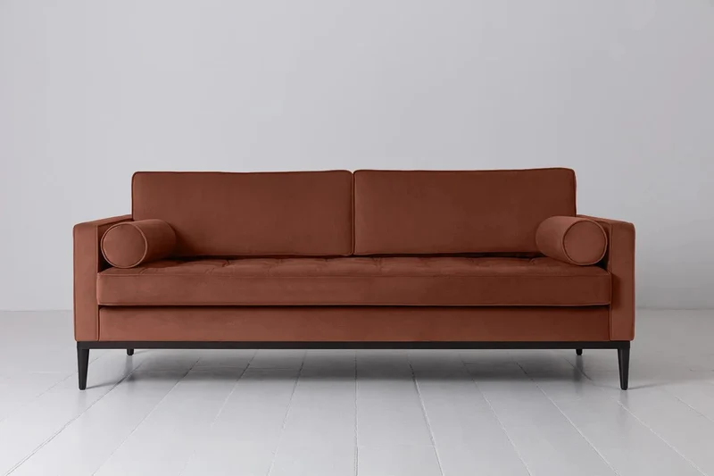 Model 02 Dreisitzer-Schlafsofa , Ziegelrot