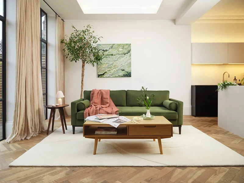 Model 02 Dreisitzer-Schlafsofa , Laubgrün