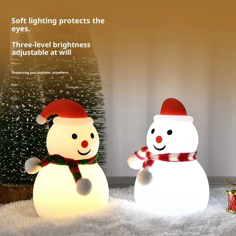 Christmas Snowman Night Light Silicone Bluetooth Audio Small Night Lamp