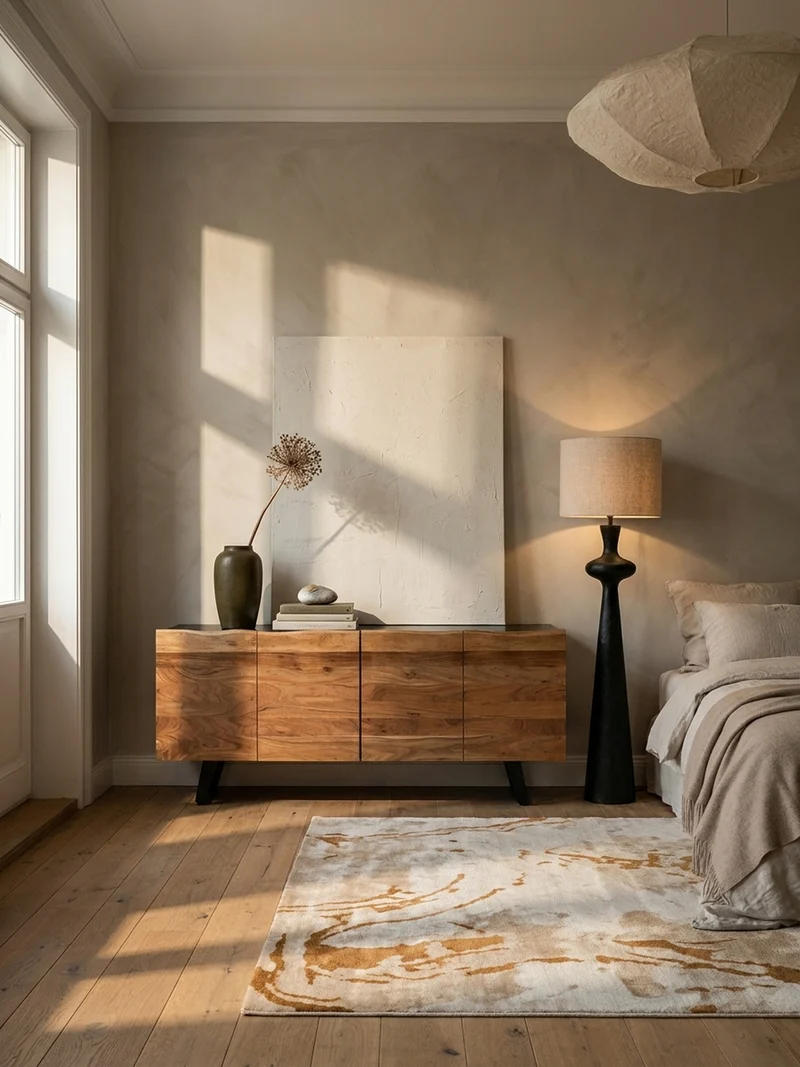 Sideboard – Akazie Massivholz, 180x75x45 cm, mit Baumkante, Türen, Metallbeine