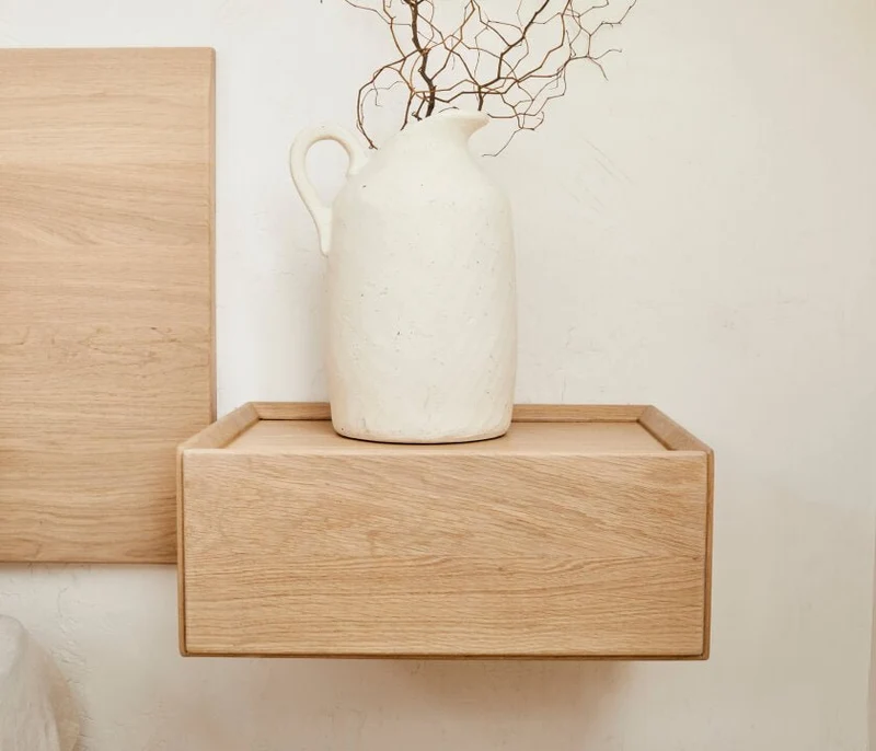Table de chevet murale en bois massif LIVIA