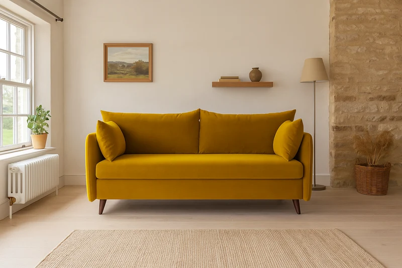 2,5-Sitzer-Schlafsofa Model 08, Senfgelb