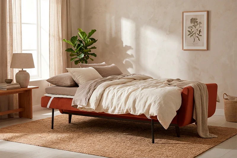 Model 10 Schlafsofa, Ziegelrot