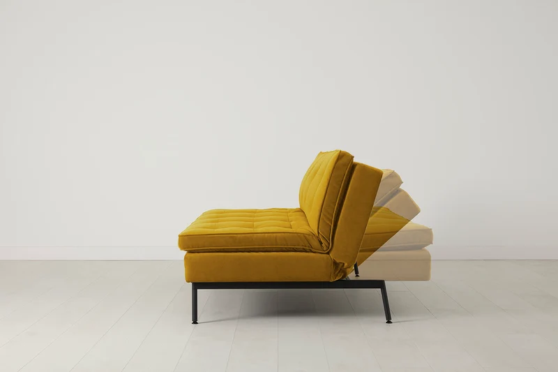 Model 11 Dreisitzer-Schlafsofa, Senfgelb
