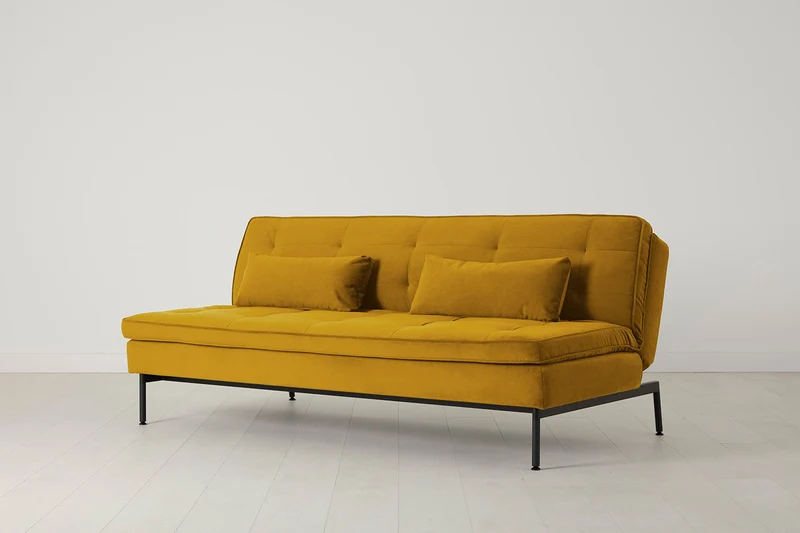 Model 11 Dreisitzer-Schlafsofa, Senfgelb
