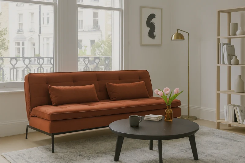 Model 11 Dreisitzer-Schlafsofa, Ziegelrot