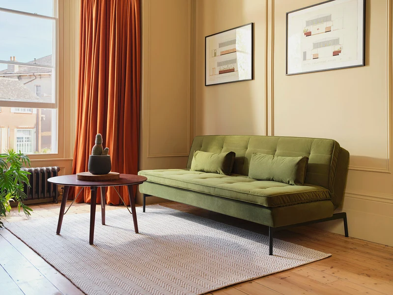 Model 11 Dreisitzer-Schlafsofa, Laubgrün