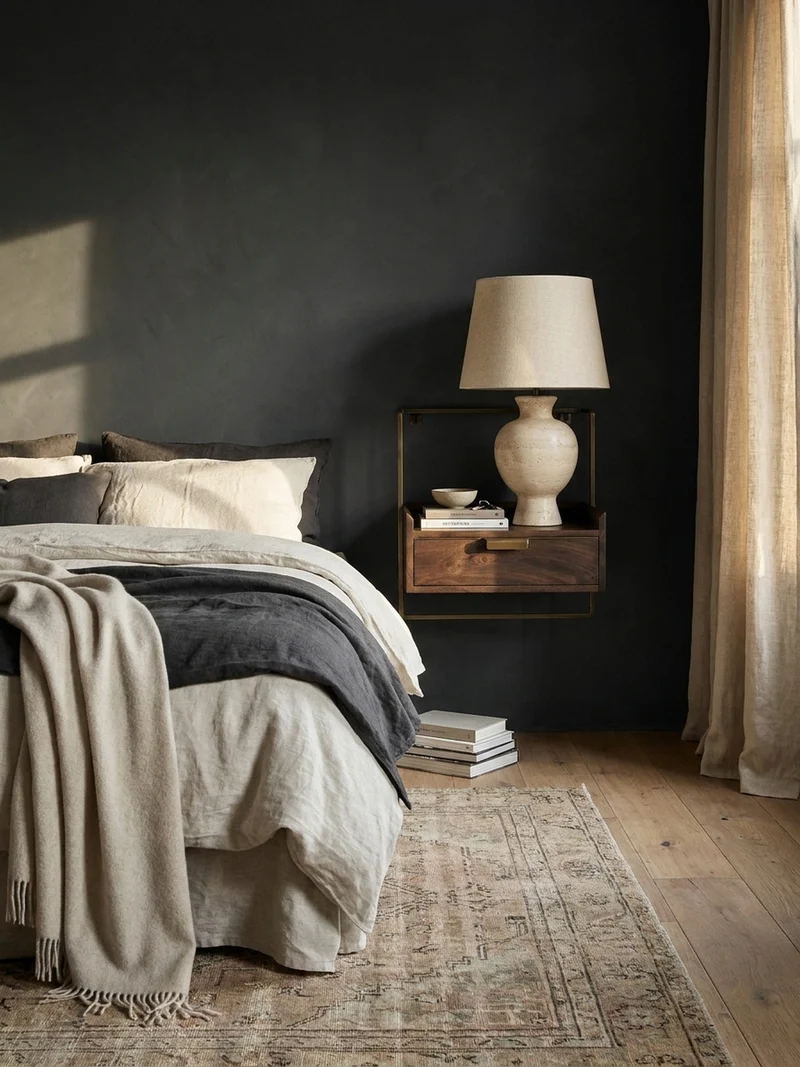 Nachttisch Mango Massivholz Wandmontage Schublade Boxspringbett