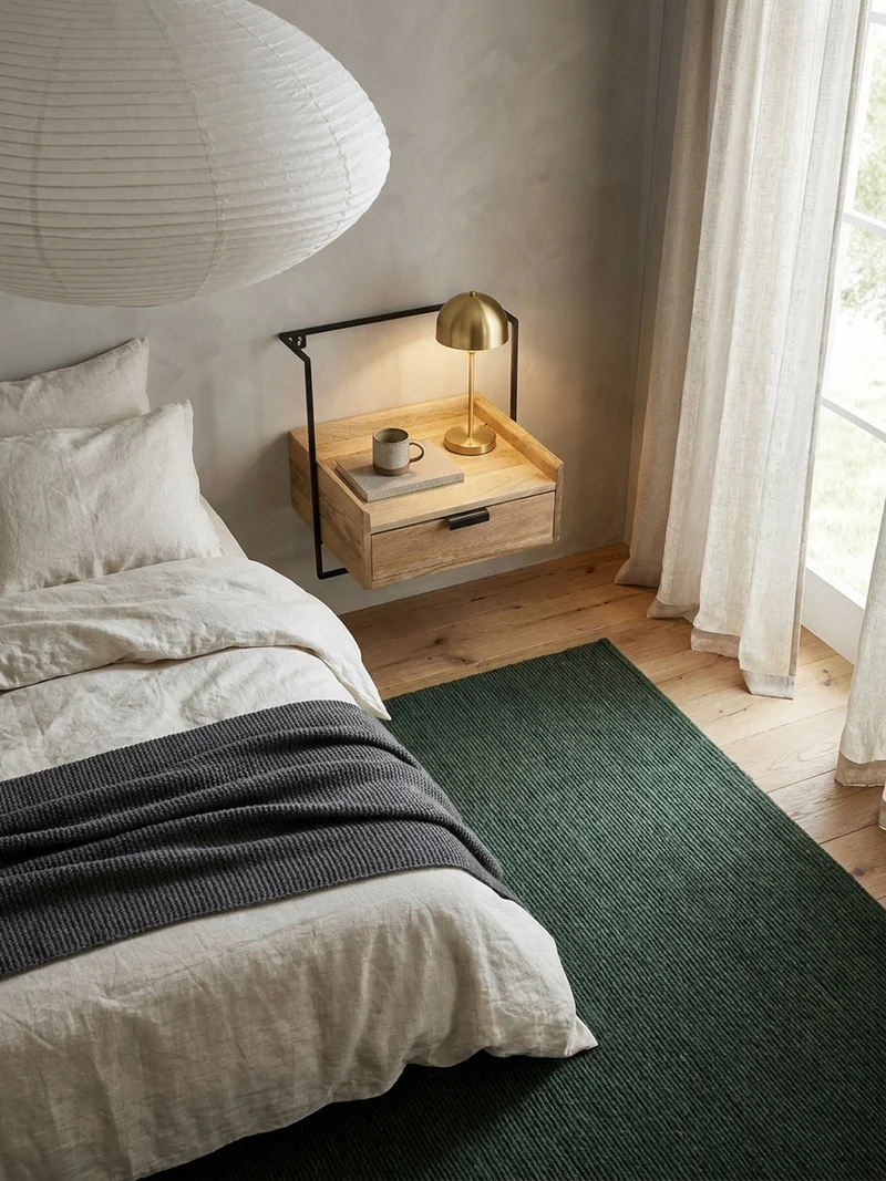 Nachttisch Mango Massivholz Wandmontage Schublade Boxspringbett