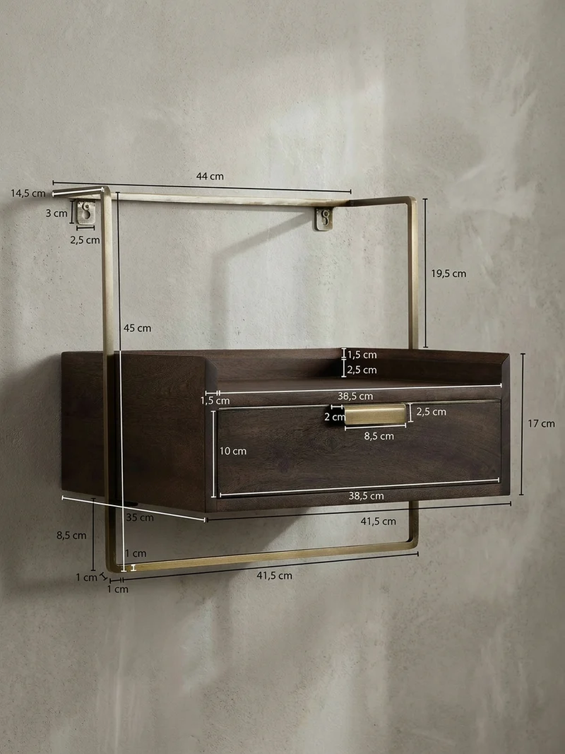 Nachttisch Mango Massivholz Wandmontage Schublade Boxspringbett