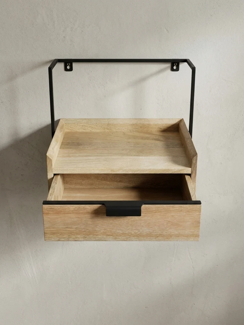 Nachttisch Mango Massivholz Wandmontage Schublade Boxspringbett