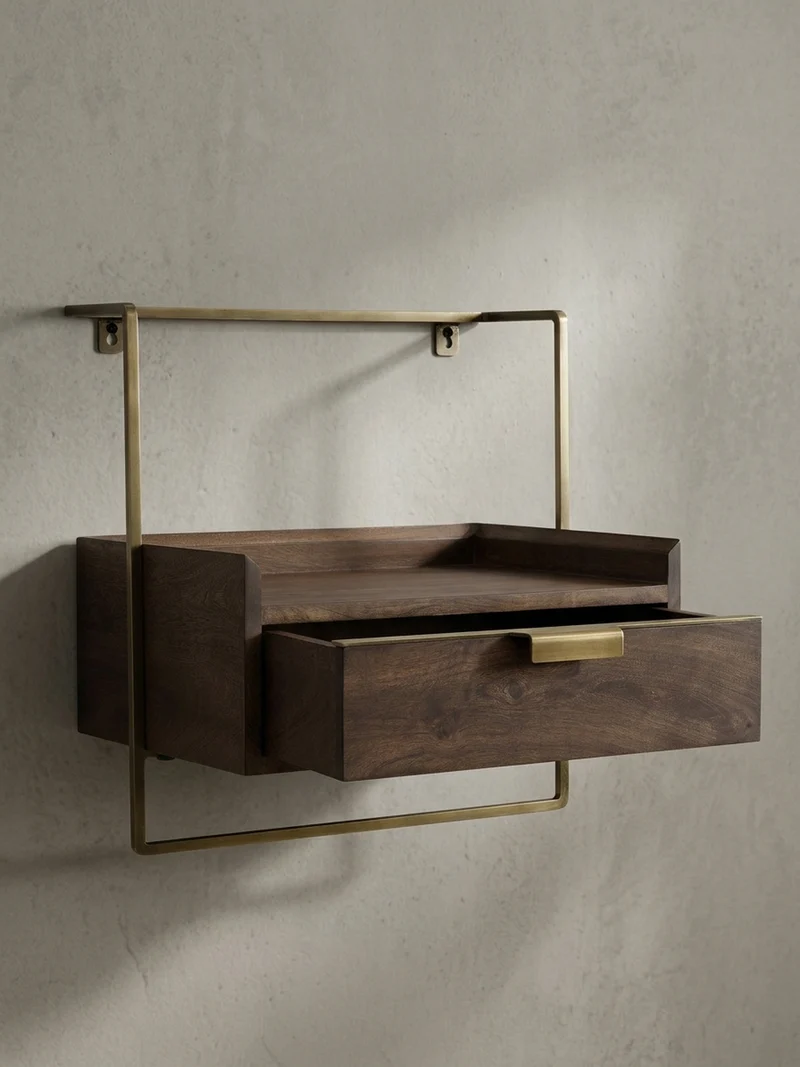 Nachttisch Mango Massivholz Wandmontage Schublade Boxspringbett