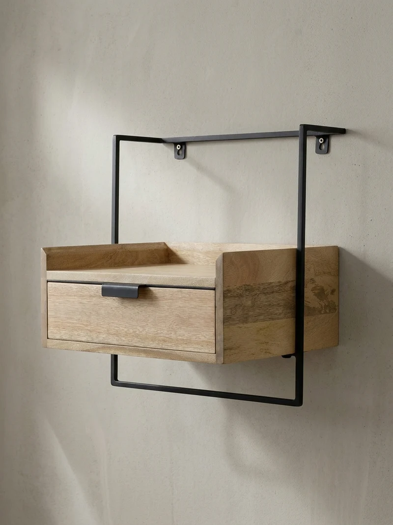 Nachttisch Mango Massivholz Wandmontage Schublade Boxspringbett