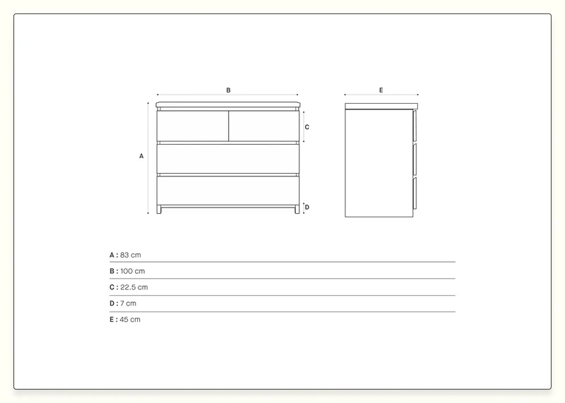Commode en bois massif AVA