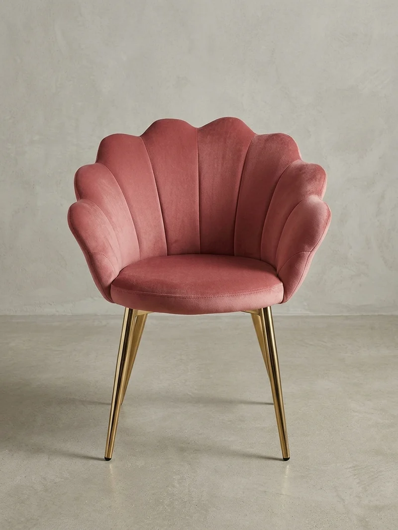 Esszimmerstuhl Samtbezug mit Metallgestell Schalenform Skandinavisch gepolstert