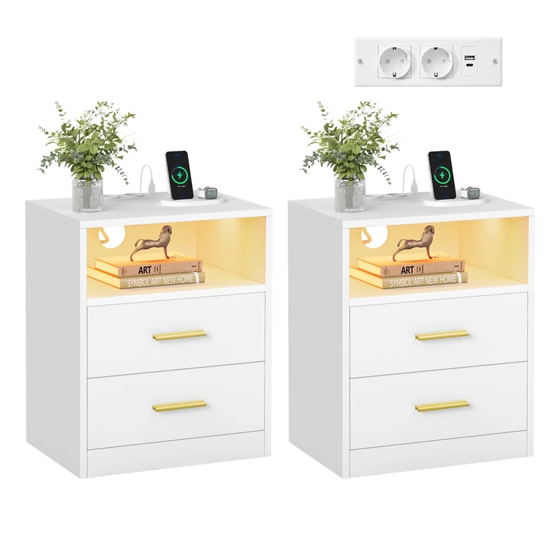 Custos Kollektion -Nachttisch mit Ladestation und LED