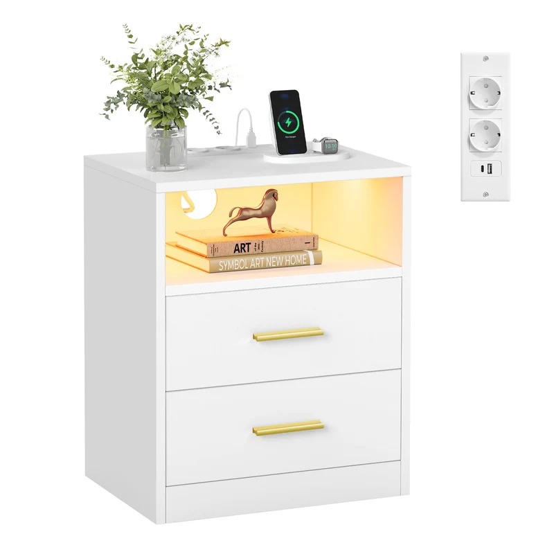 Custos Kollektion -Nachttisch mit Ladestation und LED