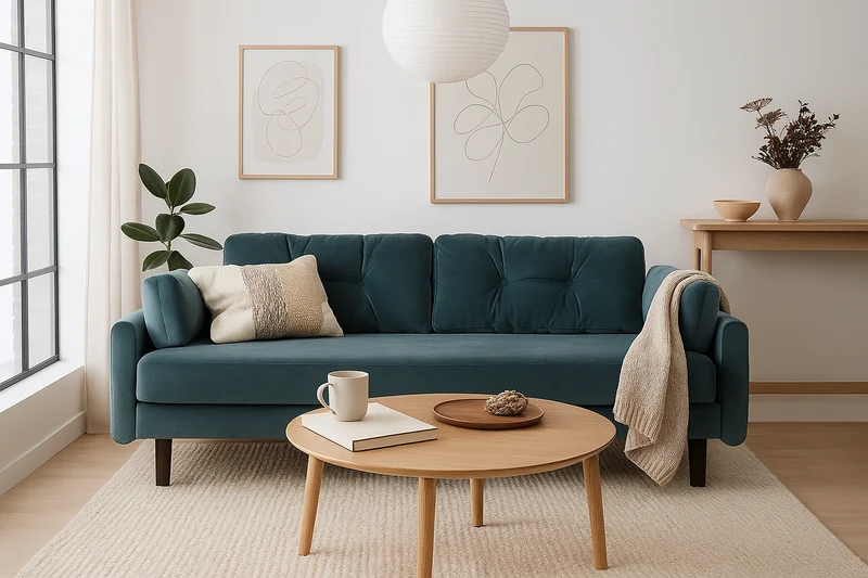 Model 04 Dreisitzer-Schlafsofa, Wasserblau