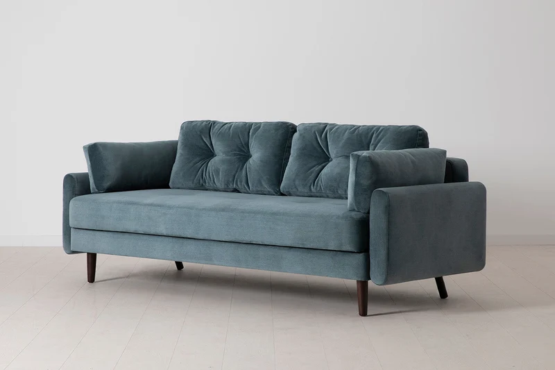 Model 04 Dreisitzer-Schlafsofa, Wasserblau