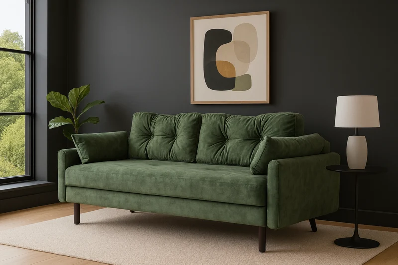 Model 04 Dreisitzer-Schlafsofa, Tannengrün