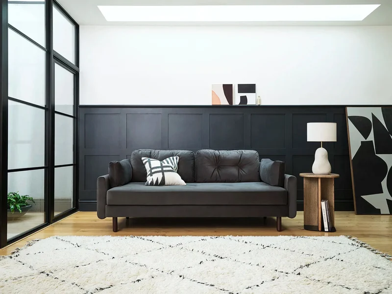 Model 04 Dreisitzer-Schlafsofa, Dunkelgrau