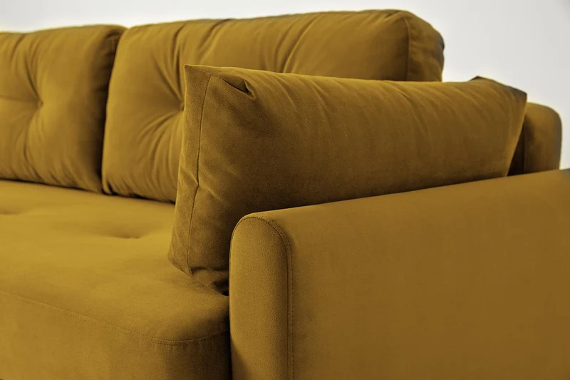 Model 04 Dreisitzer-Schlafsofa, Senfgelb