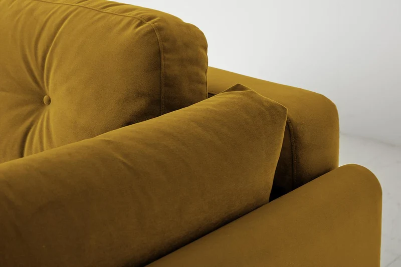 Model 04 Dreisitzer-Schlafsofa, Senfgelb