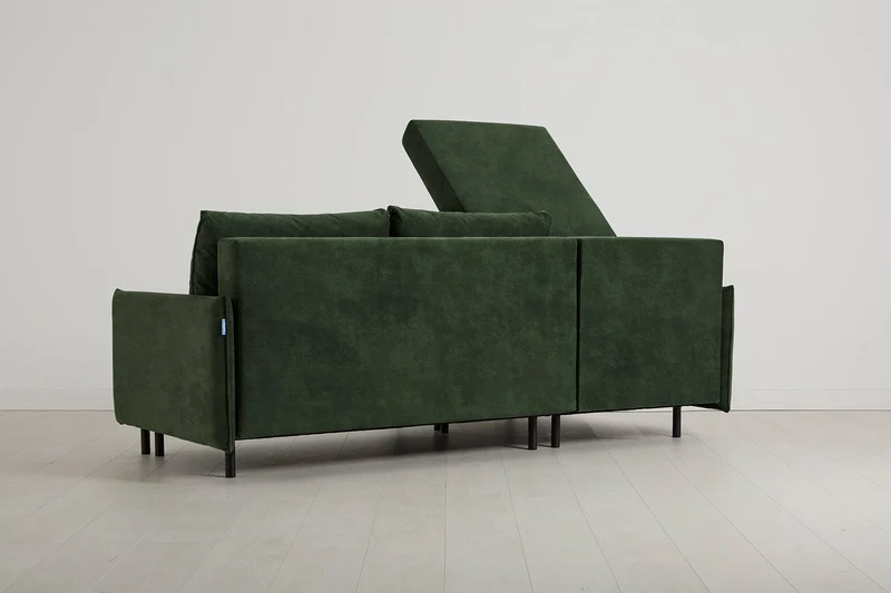 Model 12 Dreisitzer-Schlafsofa mit Chaiselongue links, Tannengrün
