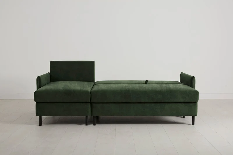 Model 12 Dreisitzer-Schlafsofa mit Chaiselongue links, Tannengrün