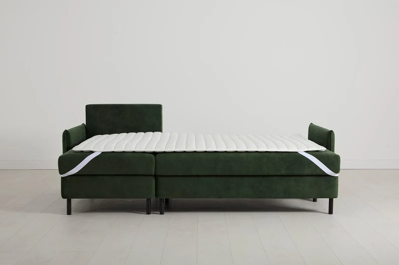 Model 12 Dreisitzer-Schlafsofa mit Chaiselongue links, Tannengrün
