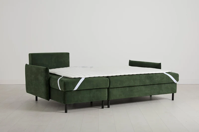 Model 12 Dreisitzer-Schlafsofa mit Chaiselongue links, Tannengrün