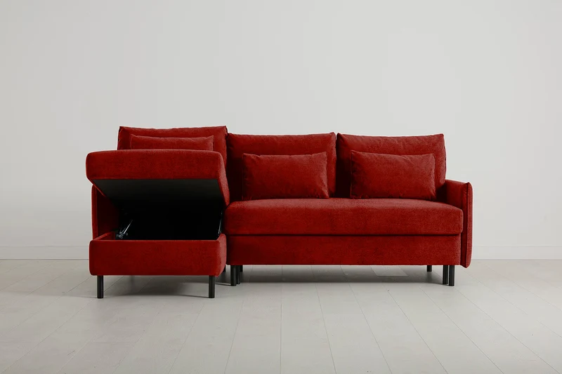 Model 12 Dreisitzer-Schlafsofa mit Chaiselongue links, Harissarot