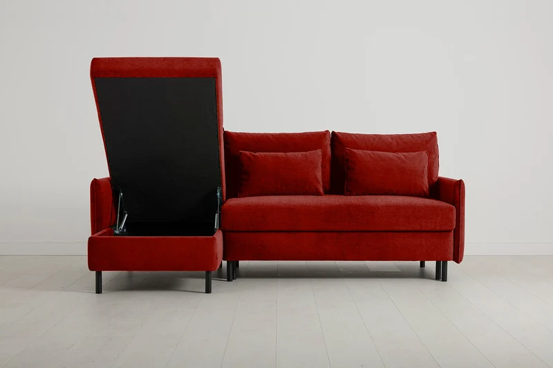 Model 12 Dreisitzer-Schlafsofa mit Chaiselongue links, Harissarot