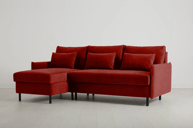 Model 12 Dreisitzer-Schlafsofa mit Chaiselongue links, Harissarot