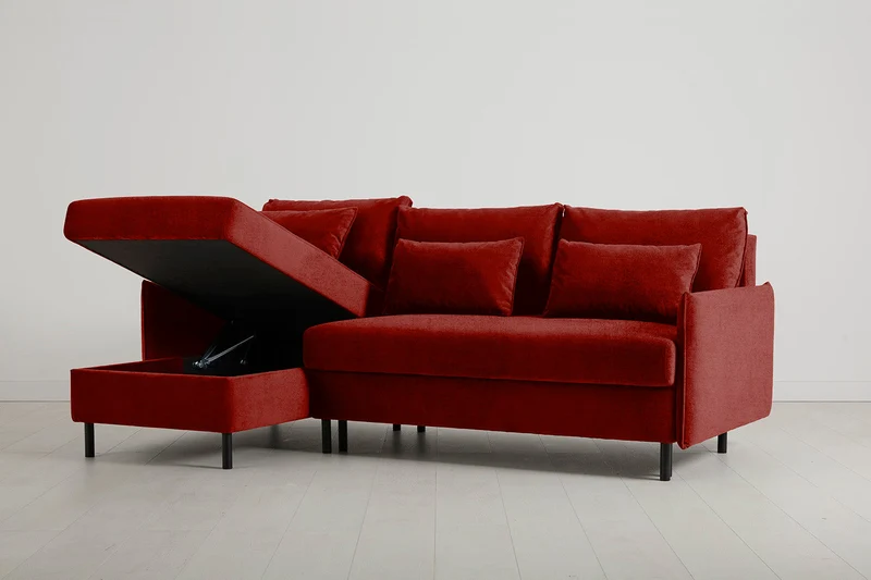 Model 12 Dreisitzer-Schlafsofa mit Chaiselongue links, Harissarot