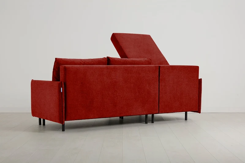 Model 12 Dreisitzer-Schlafsofa mit Chaiselongue links, Harissarot