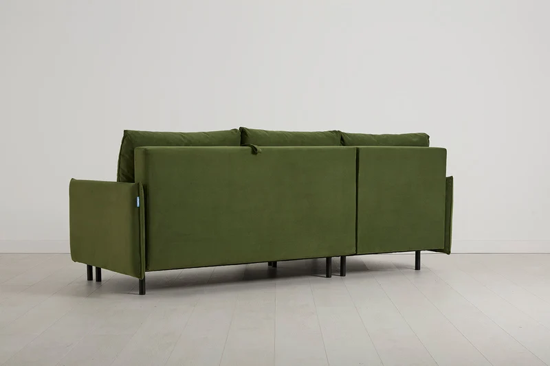 Model 12 Dreisitzer-Schlafsofa mit Chaiselongue links, Laubgrün