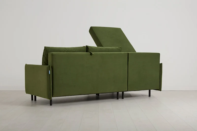 Model 12 Dreisitzer-Schlafsofa mit Chaiselongue links, Laubgrün