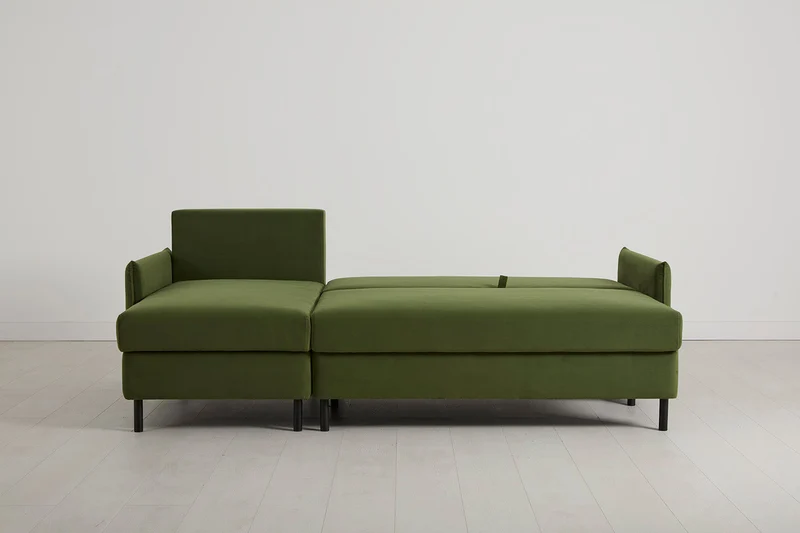 Model 12 Dreisitzer-Schlafsofa mit Chaiselongue links, Laubgrün
