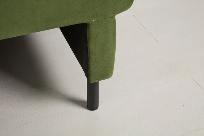Model 12 Dreisitzer-Schlafsofa mit Chaiselongue links, Laubgrün