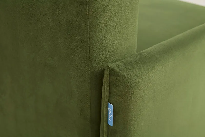 Model 12 Dreisitzer-Schlafsofa mit Chaiselongue links, Laubgrün