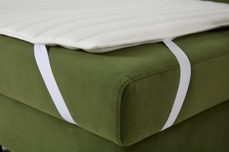 Model 12 Dreisitzer-Schlafsofa mit Chaiselongue links, Laubgrün