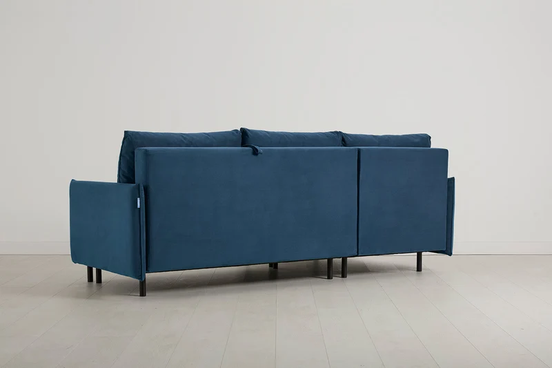 Model 12 Dreisitzer-Schlafsofa mit Chaiselongue links, Blaugrün