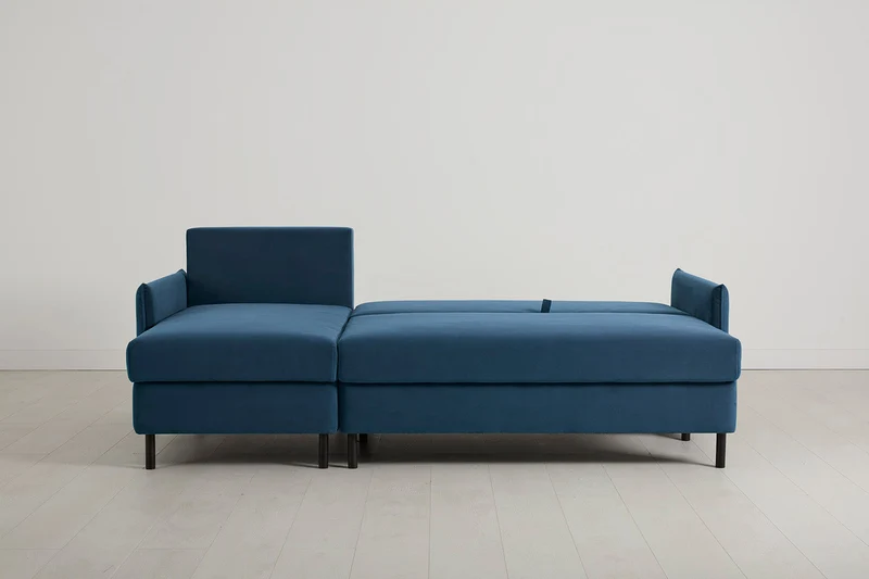 Model 12 Dreisitzer-Schlafsofa mit Chaiselongue links, Blaugrün