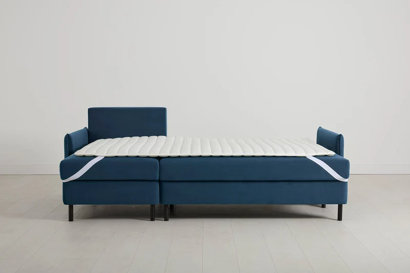 Model 12 Dreisitzer-Schlafsofa mit Chaiselongue links, Blaugrün