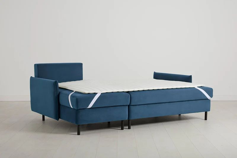 Model 12 Dreisitzer-Schlafsofa mit Chaiselongue links, Blaugrün
