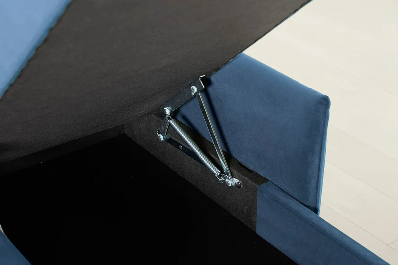Model 12 Dreisitzer-Schlafsofa mit Chaiselongue links, Blaugrün