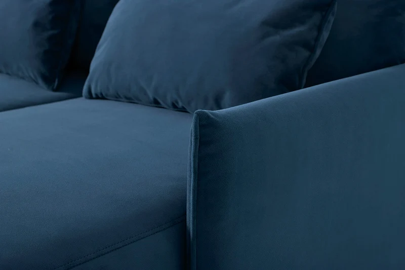 Model 12 Dreisitzer-Schlafsofa mit Chaiselongue links, Blaugrün